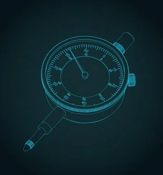 Dial indicator precision measuring tool isometric blueprint Stock-Illustration