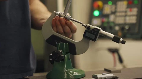 Dial Indicator Setting Zero Point on Metal Workpiece Stock Footage 337190338