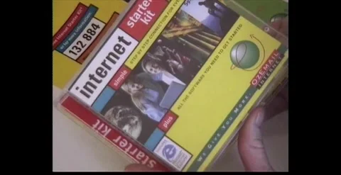 Dial-up internet arrives in Australia – OzEmail CD software 1998 Stock Footage 319421928