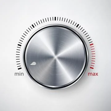 Dial Knob Vector. Global Swatches. Realistic Metal Button With Circular Stock Illustration