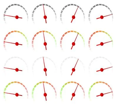 Dial, Meter Faces Isolated. 4 Color Versions Stockillustratie