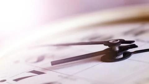 Dial office wall clock in a classic style, close-up Stock Photos