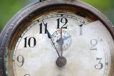 The dial of the old clock close up Stock Photos