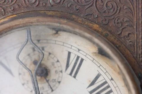 The dial of the old clock close up Stock Photos
