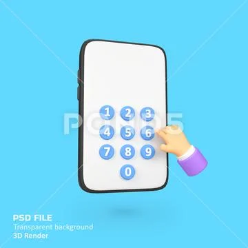 Dial pad with hand isolated 3d render icon illustration PSD Template