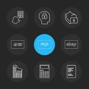 Dial pad ,lock , mind, protected , direct , sage ,ebay ,document , building , Ilustración de archivo