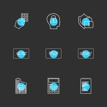 Dial pad ,lock , mind, protected , direct , sage ,ebay ,document , building , Ilustración de archivo