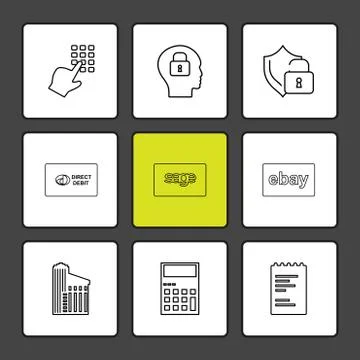 Dial pad ,lock , mind, protected , direct , sage ,ebay ,document , building , Ilustración de archivo