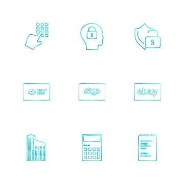 Dial pad ,lock , mind, protected , direct , sage ,ebay ,document , building , Ilustración de archivo