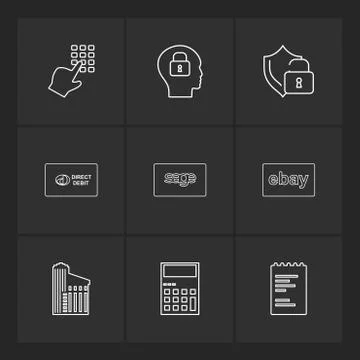 Dial pad ,lock , mind, protected , direct , sage ,ebay ,document , building , Ilustración de archivo