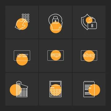 Dial pad ,lock , mind, protected , direct , sage ,ebay ,document , building , Ilustración de archivo