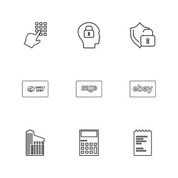 Dial pad ,lock , mind, protected , direct , sage ,ebay ,document , building , Ilustración de archivo