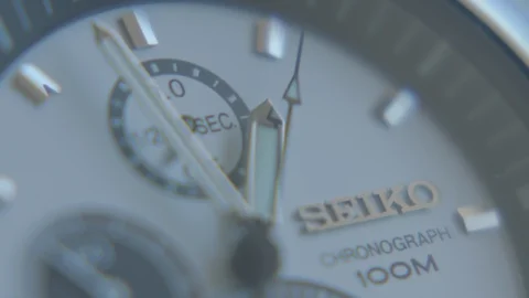 Dial of Seiko Chronograph watch Stock Footage 129052948
