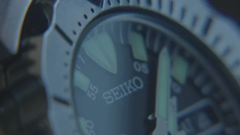 Dial of Seiko Dive watch Stock Footage 129102005