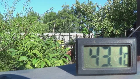 The dial shows the air temperature in the summer cottage. It shows how hot the Stock-Footage 254861019