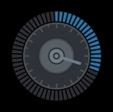Dial Sign Template with Segmented, Level Indicator on Black Background. Vecto Illustrazione stock