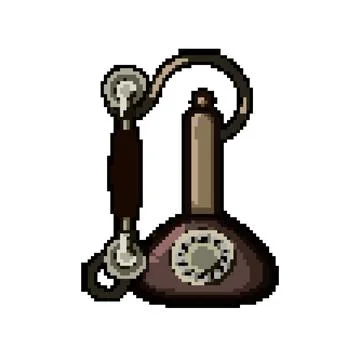 Dial telephone retro pixel art vector illustration Stock Illustration