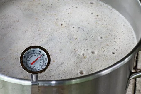 Dial Thermometer in Beer Mash Stock Photos