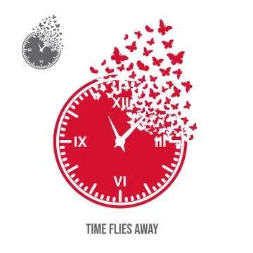 The dial of the watch with the effect of destruction. Dispersion. Butterflies Stock Illustration