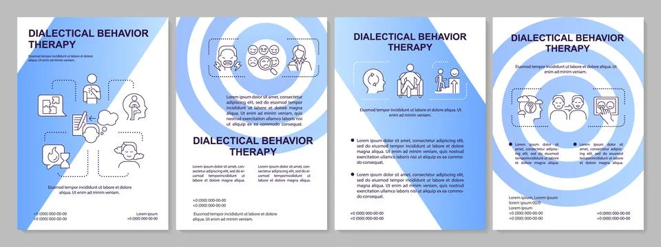 Dialectical behavior therapy blue brochure template Stock Illustration