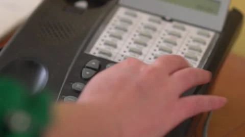 Dialing Office Phone Closeup Video stock 43259397