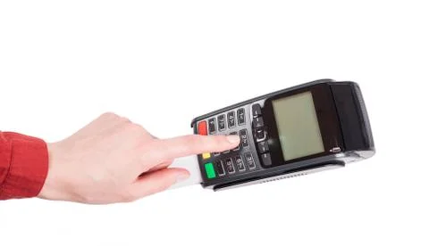 Dialing pin code usong pos terminal Stock-Fotos