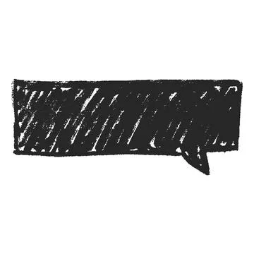 Dialog box of rectangular shape, hand drawn with black charcoal or brush, filled Ilustración de archivo