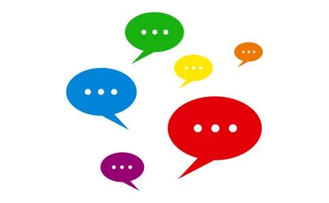 Dialog boxes in chats of different colors, icons isolated on white backgrou.. Stock Photos