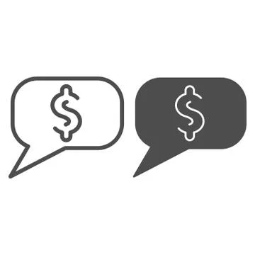 Dialog bubble with dollar line and solid icon. Currency, business or financial Stock Illustration