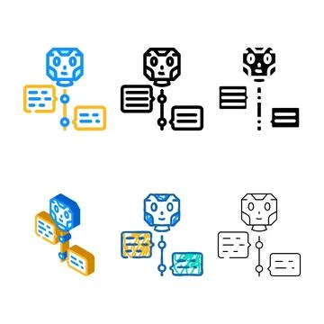 Dialog chat simplified bot color icon vector Stock Illustration