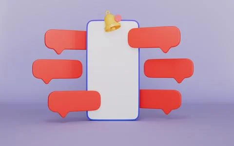 Dialog Notification, Chat on social networks On mobile phone 3d illustration Stock Illustration
