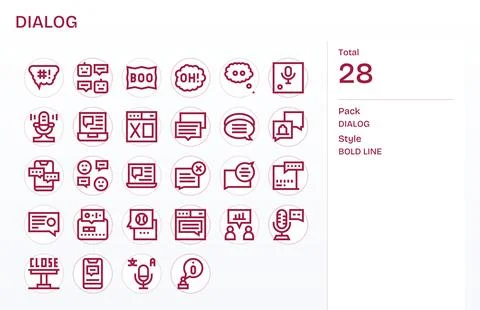 Dialog Professional Vector Set with 28 Bold Line Grid Fitted 256x256 Icons Stock Illustration
