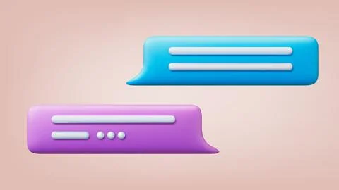 Dialog speech balloons 3d elements. Voice message or talk bubbles. Chat, text Illustrazione stock
