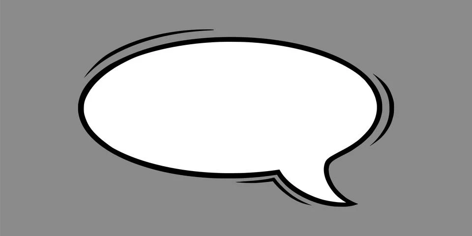 Dialog speech bubble in comic style. Oval speech bubble isolated in grey Stock Illustration