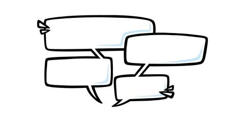 Dialog speech bubbles in comic style. Square speech bubbles isolated in white Stock Illustration