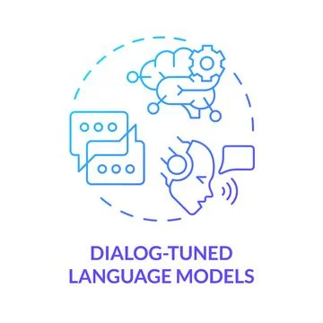 Dialog-tuned language models blue gradient concept icon Stock Illustration