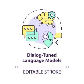 Dialog-tuned language models multi color concept icon Stock Illustration