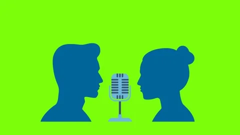 Dialog. Two people discussing on mic, conversation, discussion, communication Stock Footage 340628659
