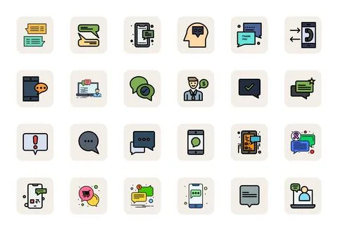 Dialog Ultimate Vector Package with 24 256x256 LineFilled Grid Fitted Icons Stock Illustration