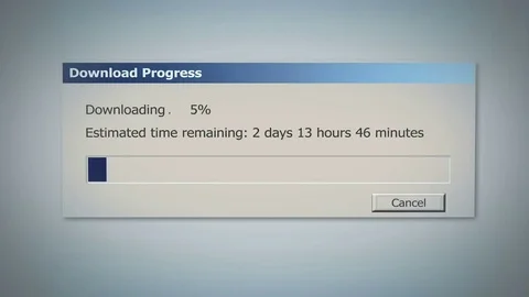 Dialog window with super slow downloading process, low Internet speed, old times Stock Footage 69218663