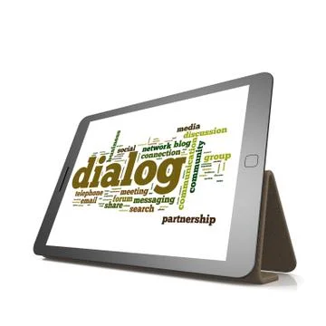Dialog word cloud on tablet Stock Illustration