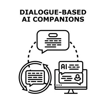 Dialogue based ai companion chatbots and virtual assistants concept Stock Illustration