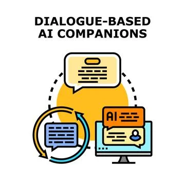Dialogue based ai companion chatbots and virtual assistants concept Stock Illustration
