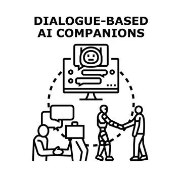 Dialogue based ai companions concept illustration Stock Illustration