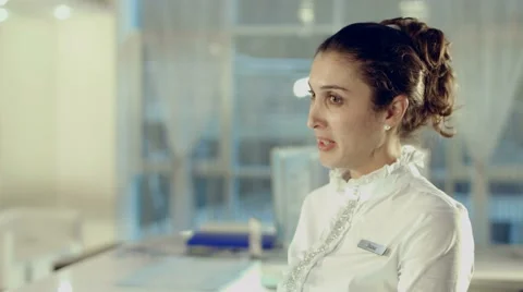 Dialogue between client and the hotel manager Stock Footage 60142545