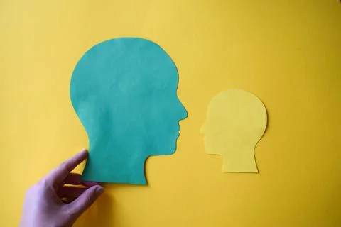 A Dialogue Between Two Head Silhouettes Stock Photos