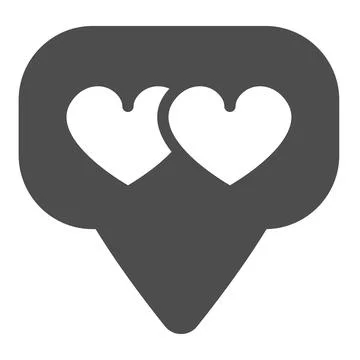 Dialogue box, speech bubble and two hearts solid icon, dating concept, messege Illustrazione stock