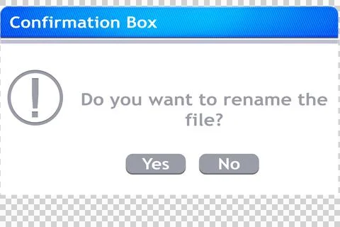 Dialogue box with text about renaming file Stock-Fotos