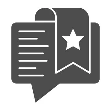 Dialogue bubble with favorite note solid icon. Starred chat message symbol Stock Illustration