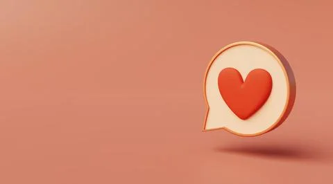 Dialogue bubble with a heart representing a message of love and copy space on Stock Illustration